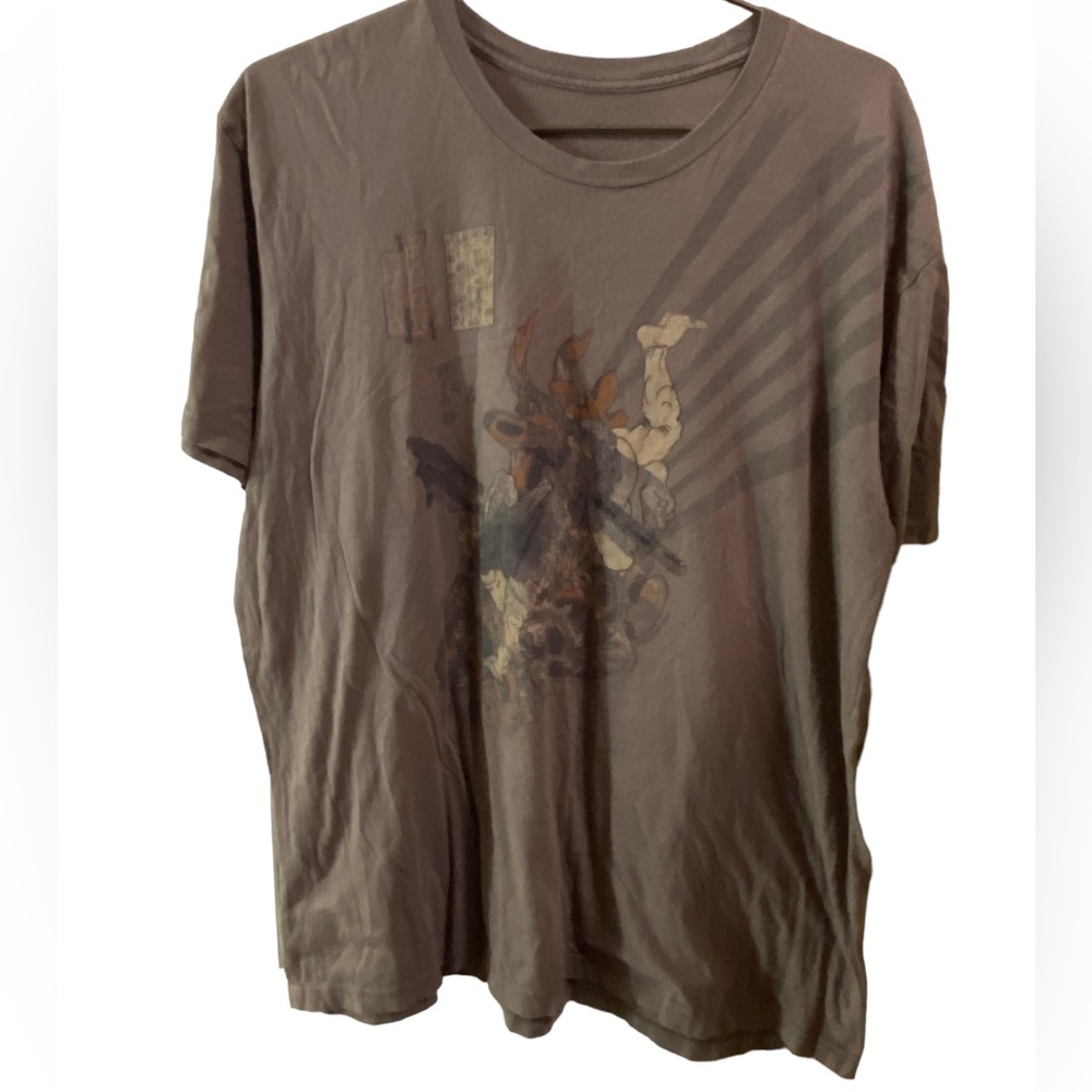 Retro Subdued Age Look Gray Men’s L Japanese Fighting Anime T-Shirt